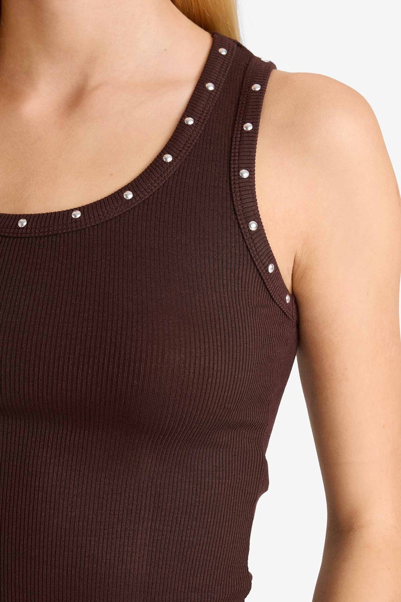 ديفاكتو تانك توب مضلع سليم فيت بياقة مربعة مخصر - Image 5